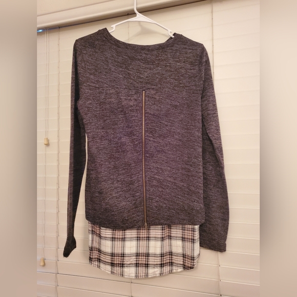 Downeast Layered Sweatshirt Top w/ Zippered Back - S - Picture 6 of 6
